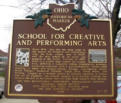 School for Creative and Performing Arts Marker (Side B) image. Click for full size.