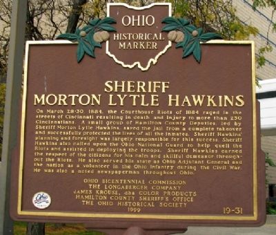 Sheriff Morton Lytle Hawkins Marker (Side B) image. Click for full size.