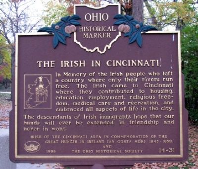 The Irish in Cincinnati Marker (Side B). Click for full size. The Irish in Cincinnati Marker (Side B) image. Click for full size.