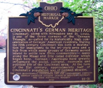 Cincinnati's German Heritage Marker (Side A) image. Click for full size.