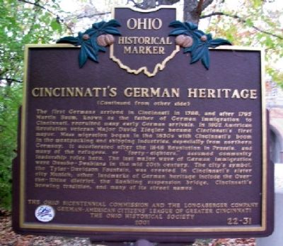 Cincinnati's German Heritage Marker (Side B) image. Click for full size.