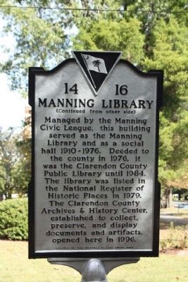 Manning Library Marker image. Click for full size.