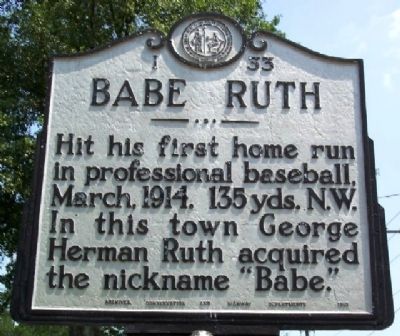 Babe Ruth Marker image. Click for full size.