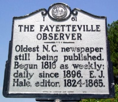 The Fayetteville Observer Marker image. Click for full size.