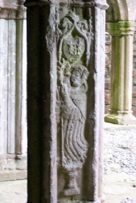 Bective Abbey Ecclesiastical Carving in Cloister. Click for full size. Bective Abbey Ecclesiastical Carving in Cloister image. Click for full size.