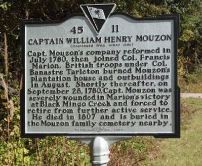 Captain William Henry Mouzon Marker, reverse side image. Click for full size.