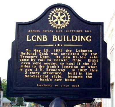 LCNB Building Marker (Side A). Click for full size. LCNB Building Marker (Side A) image. Click for full size.