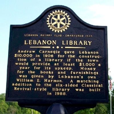 Lebanon Library Marker (Side A) image. Click for full size.