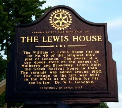 The Lewis House Marker (Side A). Click for full size. The Lewis House Marker (Side A) image. Click for full size.