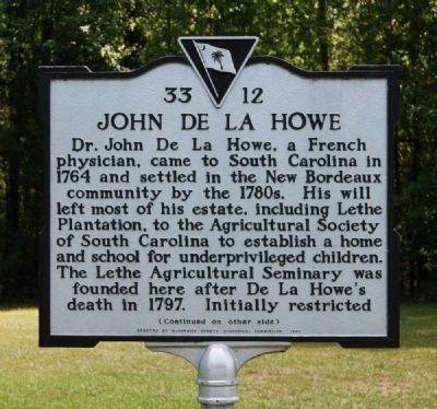 John De La Howe Marker. Click for full size. John De La Howe Marker image. Click for full size.
