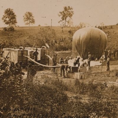 Professor Lowe's military balloon near Gaines Mill, Virginia. Click for full size. Professor Lowe's military balloon near Gaines Mill, Virginia image. Click for full size.