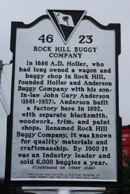 Rock Hill Buggy Company / Anderson Motor Company Marker. Click for full size. Rock Hill Buggy Company / Anderson Motor Company Marker image. Click for full size.