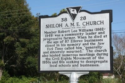Shiloh A.M.E. Church Marker, reverse side image. Click for full size.