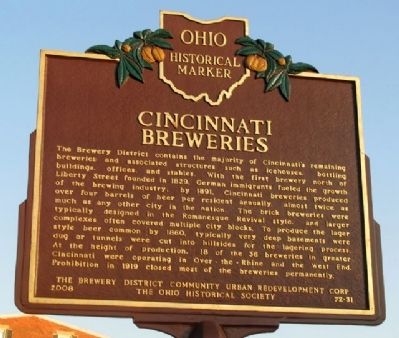 Cincinnati Breweries Marker (Side A) image. Click for full size.
