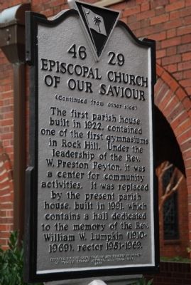 Episcopal Church of Our Saviour Marker Reverse image. Click for full size.