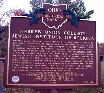 Hebrew Union College - Jewish Institute of Religion Marker image. Click for full size.