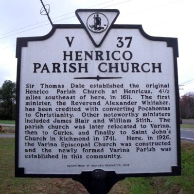 Henrico Parish Church Marker image. Click for full size.