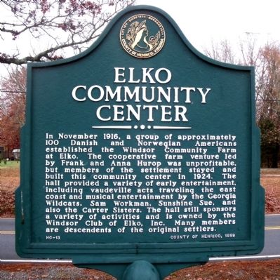 Elko Community Center Marker. Click for full size. Elko Community Center Marker image. Click for full size.