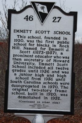 Emmett Scott School Marker. Click for full size. Emmett Scott School Marker image. Click for full size.