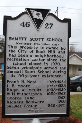 Emmett Scott School Marker Reverse. Click for full size. Emmett Scott School Marker Reverse image. Click for full size.