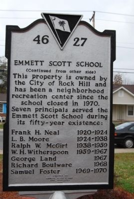 Emmett Scott School Marker Reverse image. Click for full size.