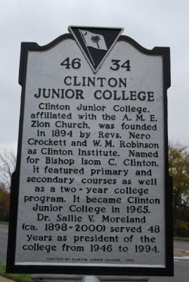 Clinton Junior College Marker image. Click for full size.