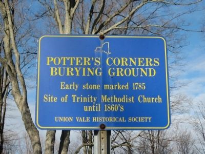 Potters Corners Burying Ground Marker. Click for full size. Potters Corners Burying Ground Marker image. Click for full size.