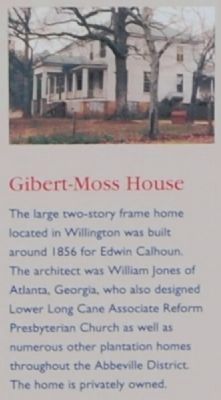 Willington Marker -<br>Gibert-Moss House. Click for full size. Willington Marker -<br>Gibert-Moss House image. Click for full size.
