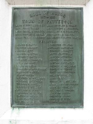 Patterson Veterans Monument World War I Tablet image. Click for full size.