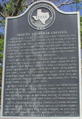Trinity Lutheran College Marker. Click for full size. Trinity Lutheran College Marker image. Click for full size.