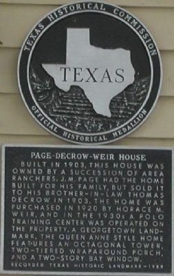 Page-Decrow-Weir House Marker image. Click for full size.