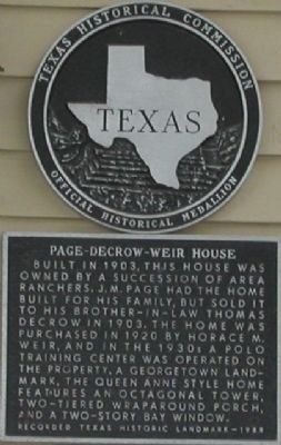 Page-Decrow-Weir House Marker. Click for full size. Page-Decrow-Weir House Marker image. Click for full size.