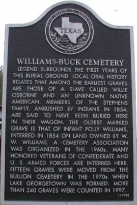 Williams-Buck Cemetery Marker image. Click for full size.
