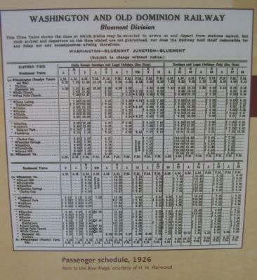 Passenger Schedule 1926 image. Click for full size.