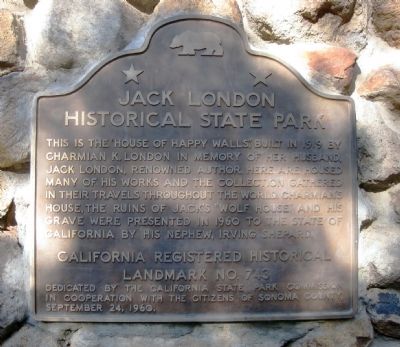Jack London Historical State Park Marker image. Click for full size.
