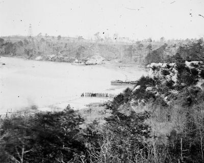 [Point of Rocks, Virginia (vicinity).] View along river. Butler's signal tower in distance image. Click for full size.