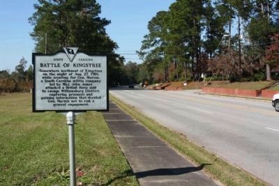 Battle of Kingstree Marker, looking north along West Academy Street (State Road 527) image. Click for full size.