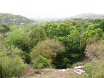 View from Marker down hill towards entrance to Tunnel of the Fredricksburg & Northern Railway image. Click for full size.