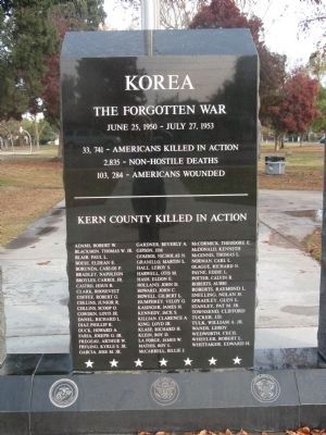 Kern County Korean War Memorial Marker image. Click for full size.
