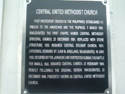 Central United Methodist Church Marker (English) image. Click for full size.