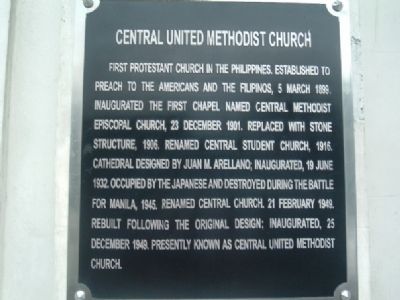 Central United Methodist Church Marker (English) image. Click for full size.