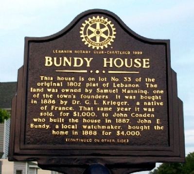Bundy House Marker (Side A) image. Click for full size.