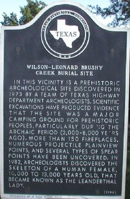 Wilson-Leonard Brushy Creek Burial Site Marker image. Click for full size.