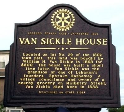 Van Sickle House Marker (Side A). Click for full size. Van Sickle House Marker (Side A) image. Click for full size.