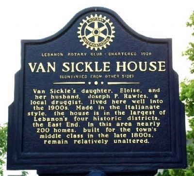 Van Sickle House Marker (Side B). Click for full size. Van Sickle House Marker (Side B) image. Click for full size.