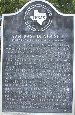 Sam Bass' Death Site Marker image. Click for full size.
