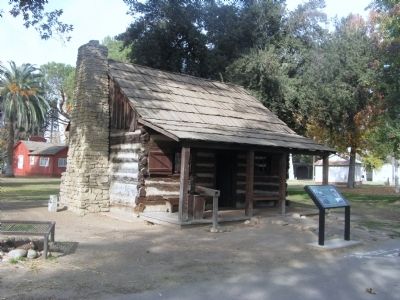 Barnes Log Cabin and Marker image. Click for full size.