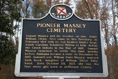Pioneer Massey Cemetery Marker. Click for full size. Pioneer Massey Cemetery Marker image. Click for full size.