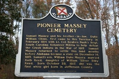 Pioneer Massey Cemetery Marker image. Click for full size.