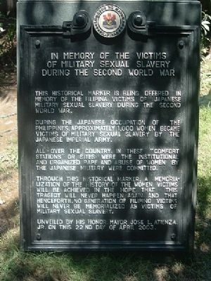 In Memory of the Victims of Military Sexual Slavery during the Second World War Marker image. Click for full size.